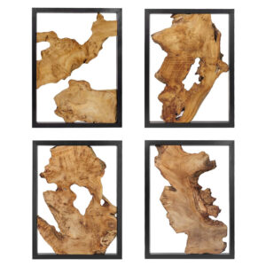 Handcrafted Natural Wood Wall Decor Panel Set (Set of 4)